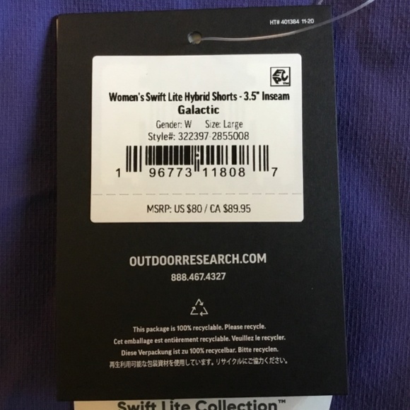 Outdoor Research Swift Lite Hybrid Shorts Sz L - Picture 2 of 6